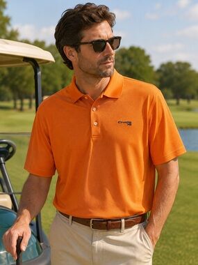 Chaps Golf Orange Performance Polo Shirt Men’s Large Stay Dry